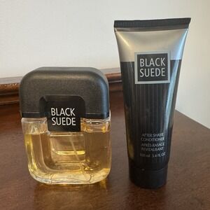 Avon Men's Black Suede Aftershave Conditioner 3.4 oz & Cologne 3.4 oz Set
